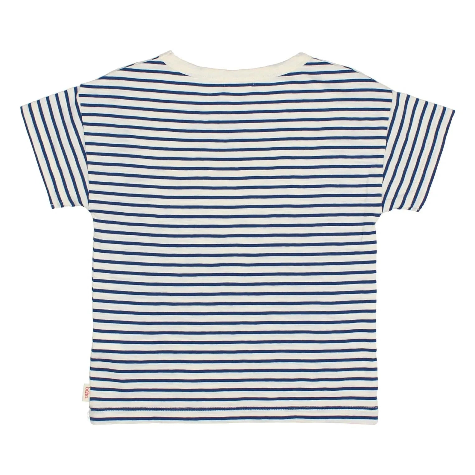 Búho - Camiseta de algodón orgánico Gelato de rayas | Azul marino