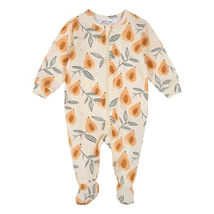 Petit Lem - Pijama con pies de algodón orgánico Papaya | Beige