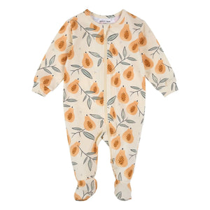 Petit Lem - Pijama con pies de algodón orgánico Papaya | Beige