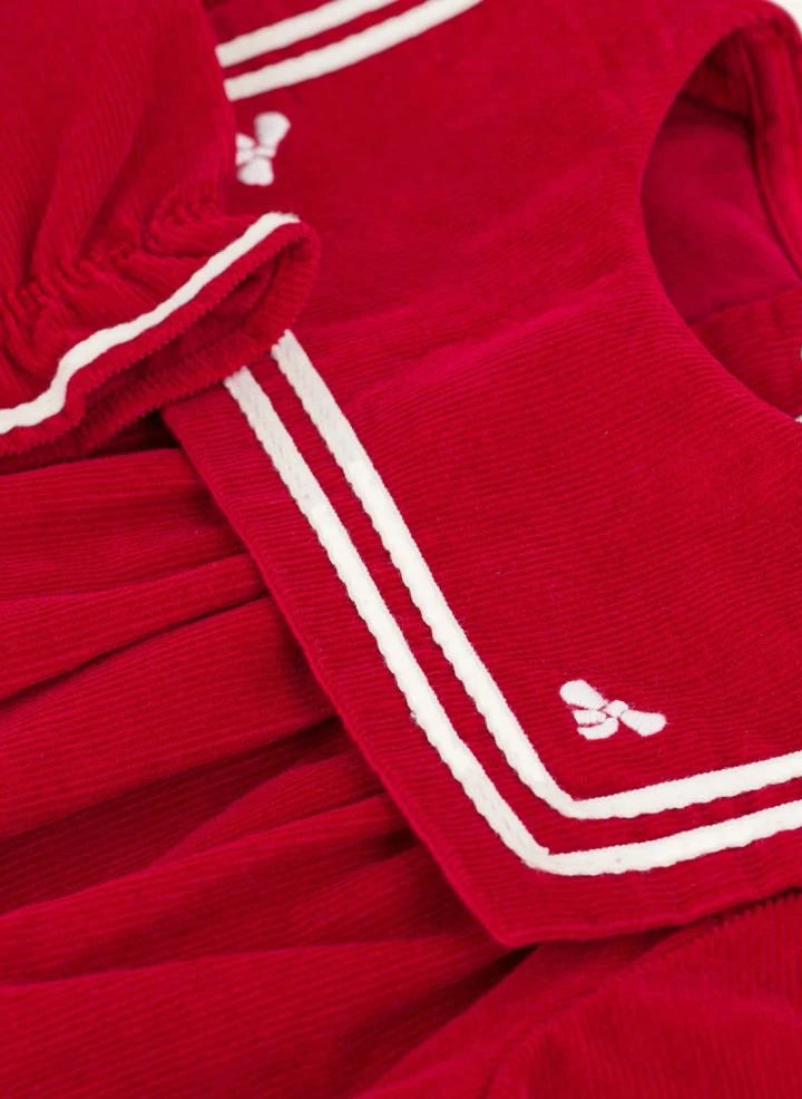 Petit Bateau - Pelele de terciopelo de algodón orgánico | Rojo