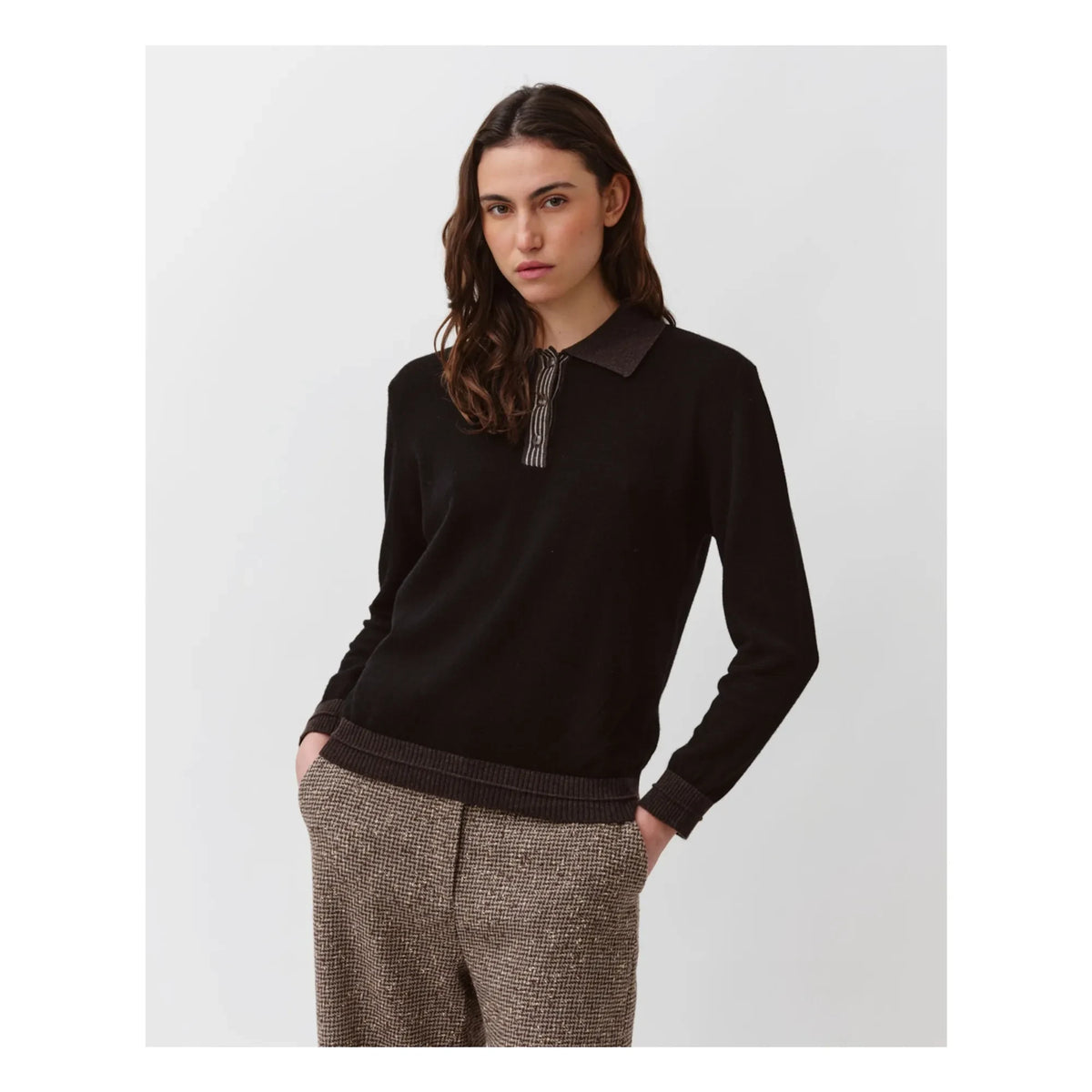 Diega - Polco Jersey de Lana | Negro