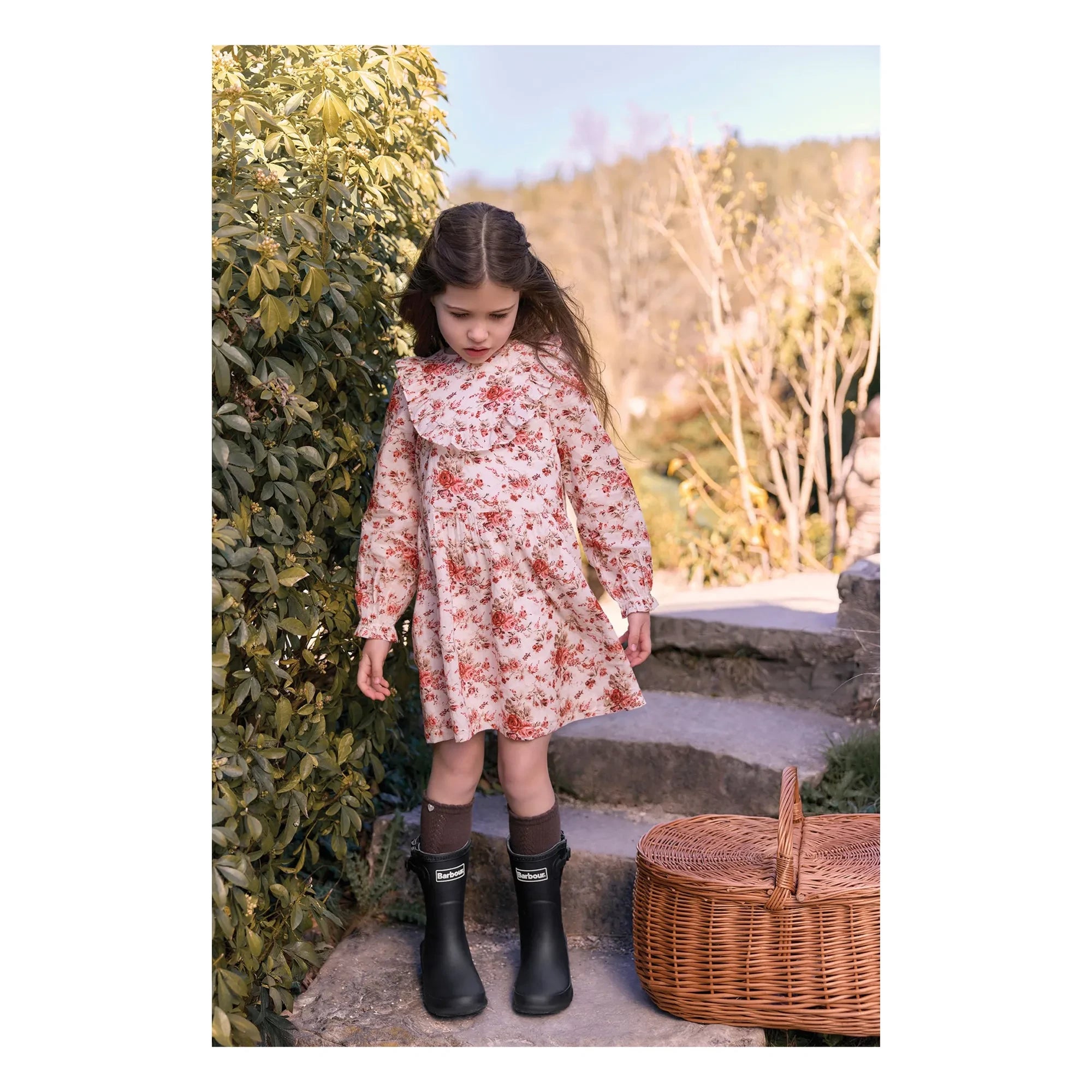 Tartine et Chocolat - Vestido con Cuello de Volantes y Flores | Rosa
