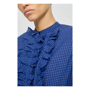 Laurence Bras - Blusa de Cuadros Gingham de Algodón Magrita | Azul