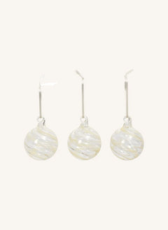 Broste Copenhagen - Adornos Navideños de Vidrio Curvado - Set de 3 | Blanco