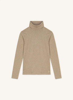Petit Bateau - Suéter de cuello cisne | Beige jaspeado