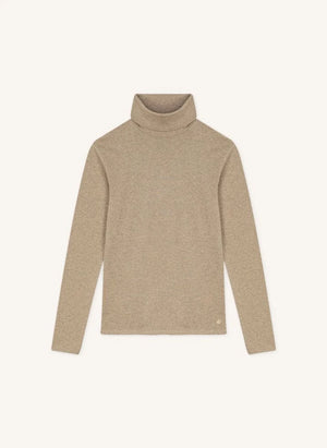 Petit Bateau - Suéter de cuello cisne | Beige jaspeado