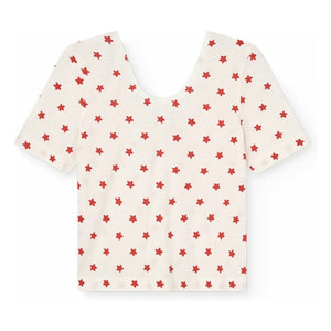 The Animals Observatory - Camiseta de Algodón Orgánico con Estrellas de Cangrejo | Blanco