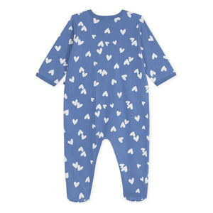 Petit Bateau - Dors Bien Cœurs organik pamuklu polar pijama | Mavi