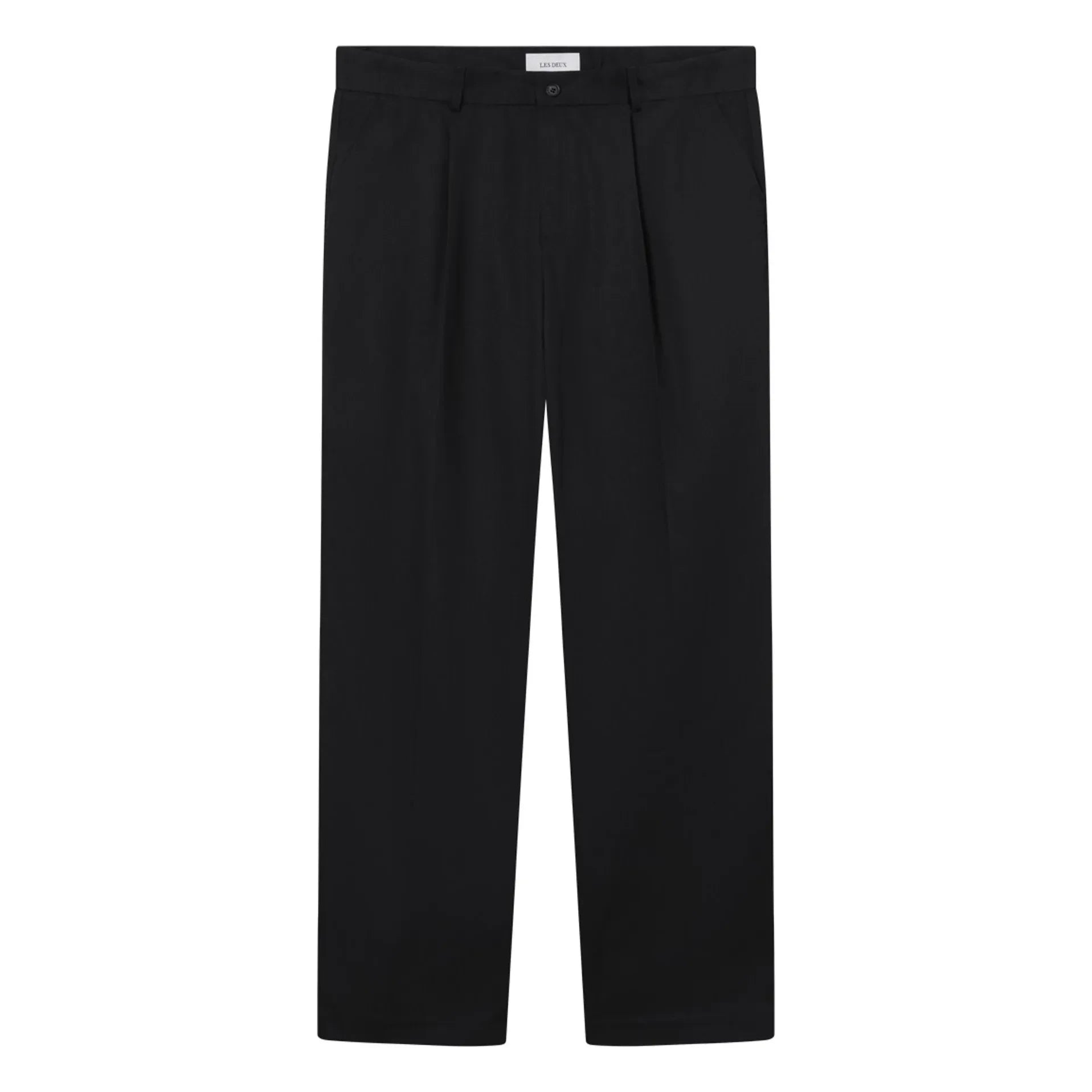 Les Deux - Pantalón Reece de pinzas con pernera recta | Negro oscuro