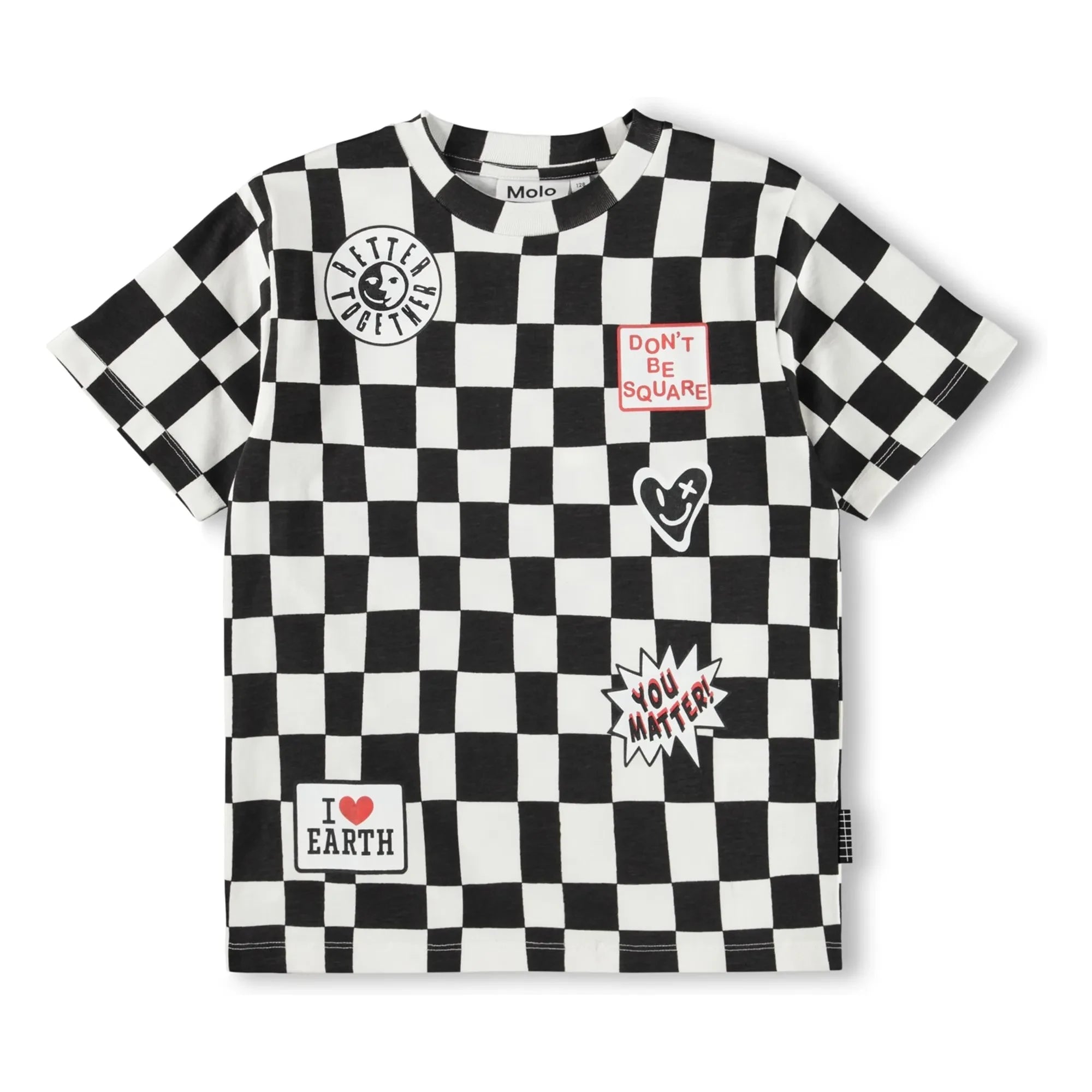 Molo - Camiseta de algodón orgánico Riley Damier | Negro