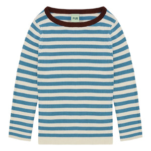 FUB - Suéter de punto fino de algodón orgánico con canalé | Azul celeste