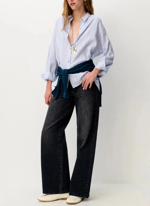 Sessùn - Camisa de algodón orgánico a rayas | Negro