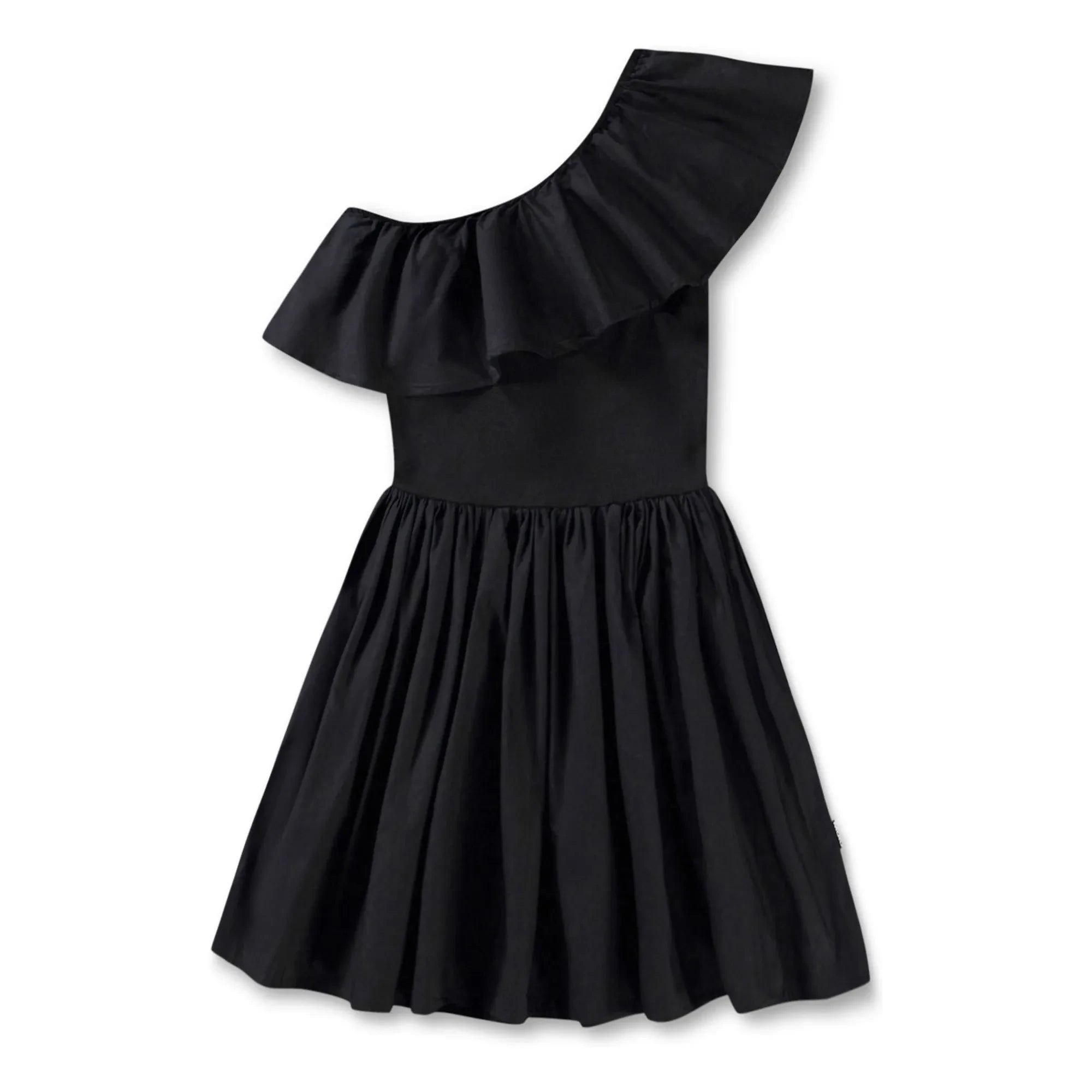 Molo - Vestido Asimétrico con Volantes de Algodón Orgánico Chloey | Negro