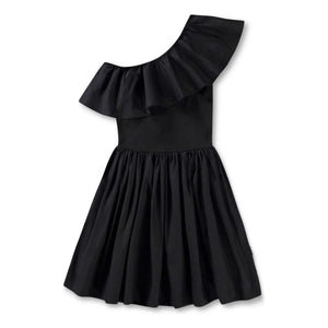 Molo - Vestido Asimétrico con Volantes de Algodón Orgánico Chloey | Negro
