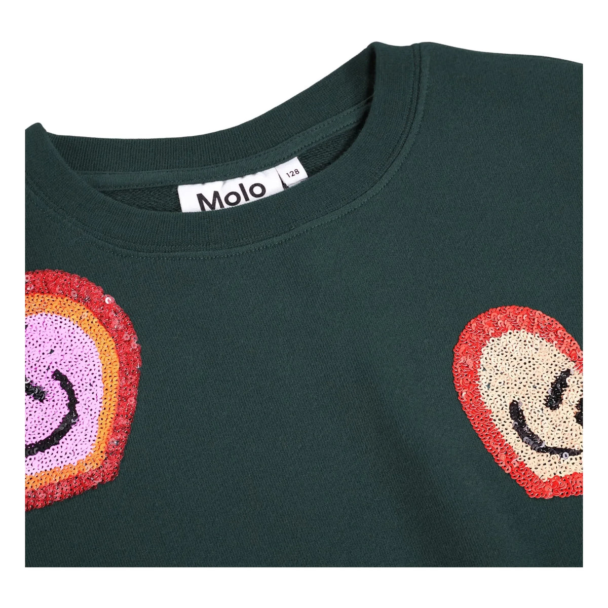 Molo - Jersey de algodón orgánico con parche de corazón Miki | Verde cromo