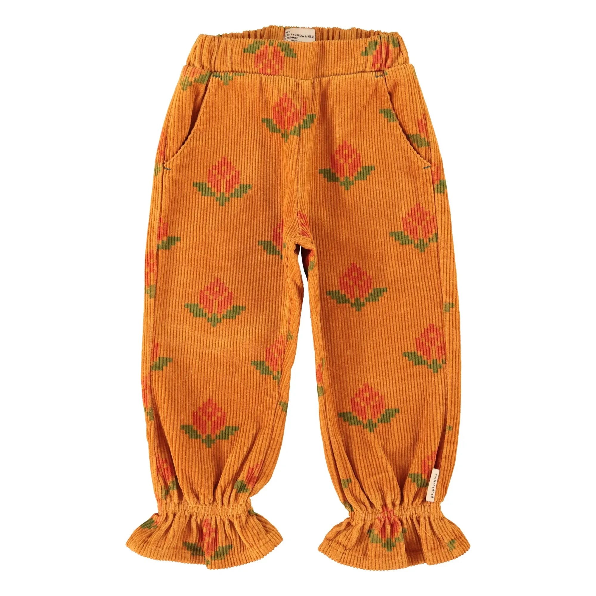 Piupiuchick - Pantalón de Algodón Orgánico con Estampado de Caléndula | Camel