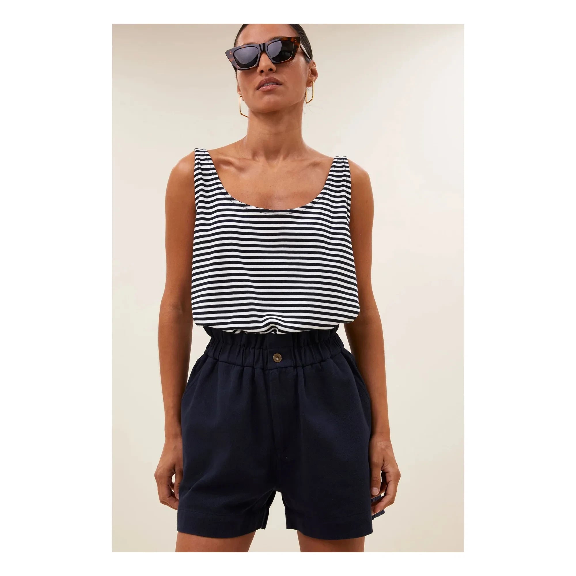 By Bar - Camiseta de tirantes de algodón a rayas | Azul marino