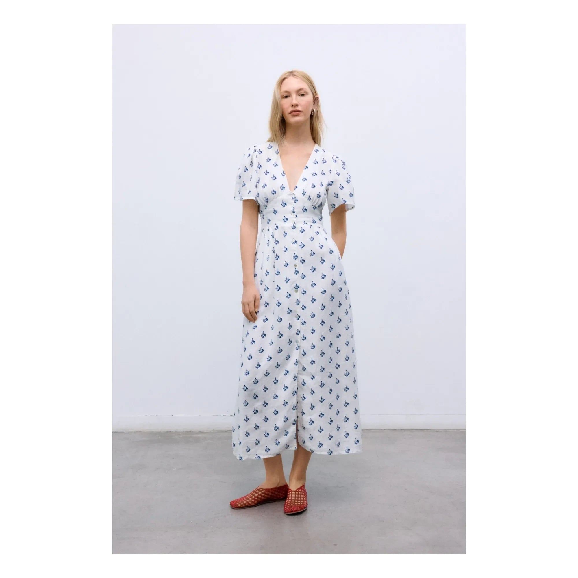the new society - Vestido de lino Melissa | Blanco