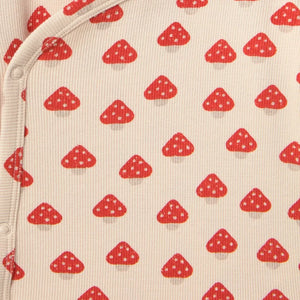 Tinycottons - Body cruzado de algodón orgánico acanalado, estampado de setas | Crudo