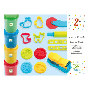 Djeco - 4 Botes de Plastilina y 21 Herramientas