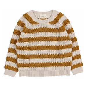 Búho - Jersey de alpaca de lana a rayas | Mostaza