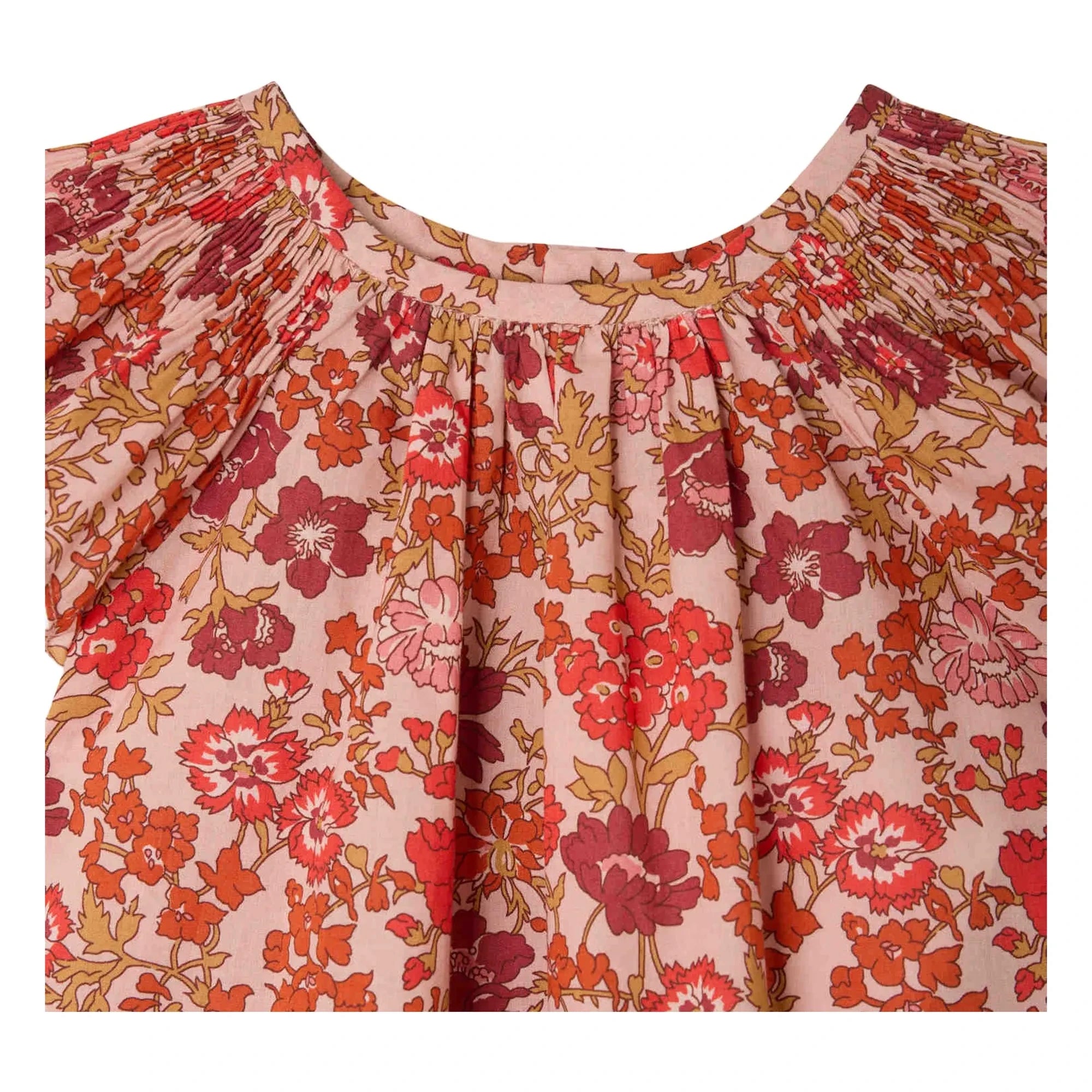Bonpoint - Vestido de algodón orgánico Carmella Fleurie | Rosa empolvado