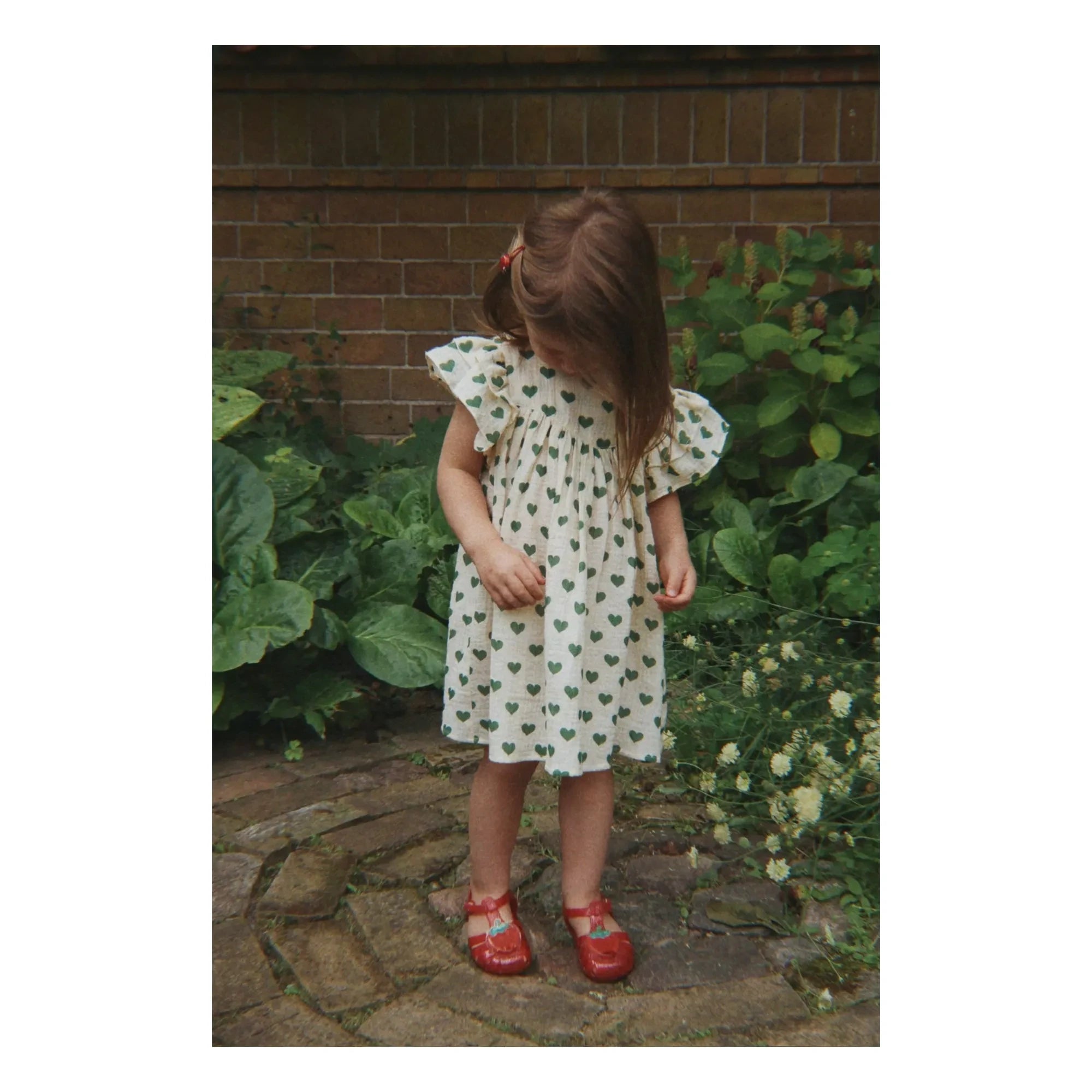 Konges Sløjd - Vestido de algodón orgánico Coco Hearts | Crudo