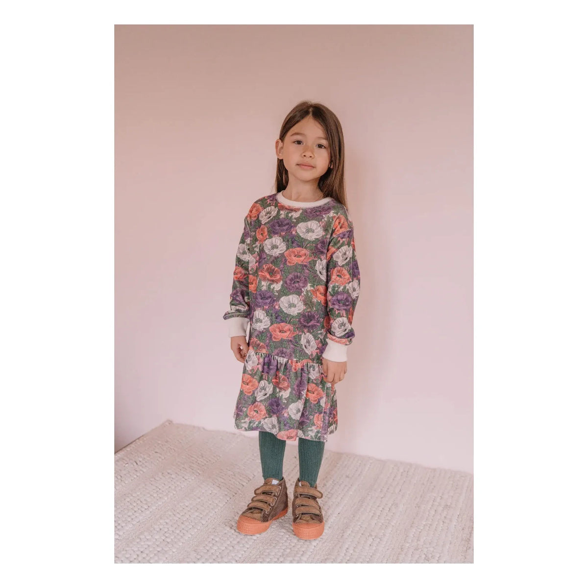 Studio Bohème - Chicas Vestido con estampado floral, Algodón orgánico | Morado