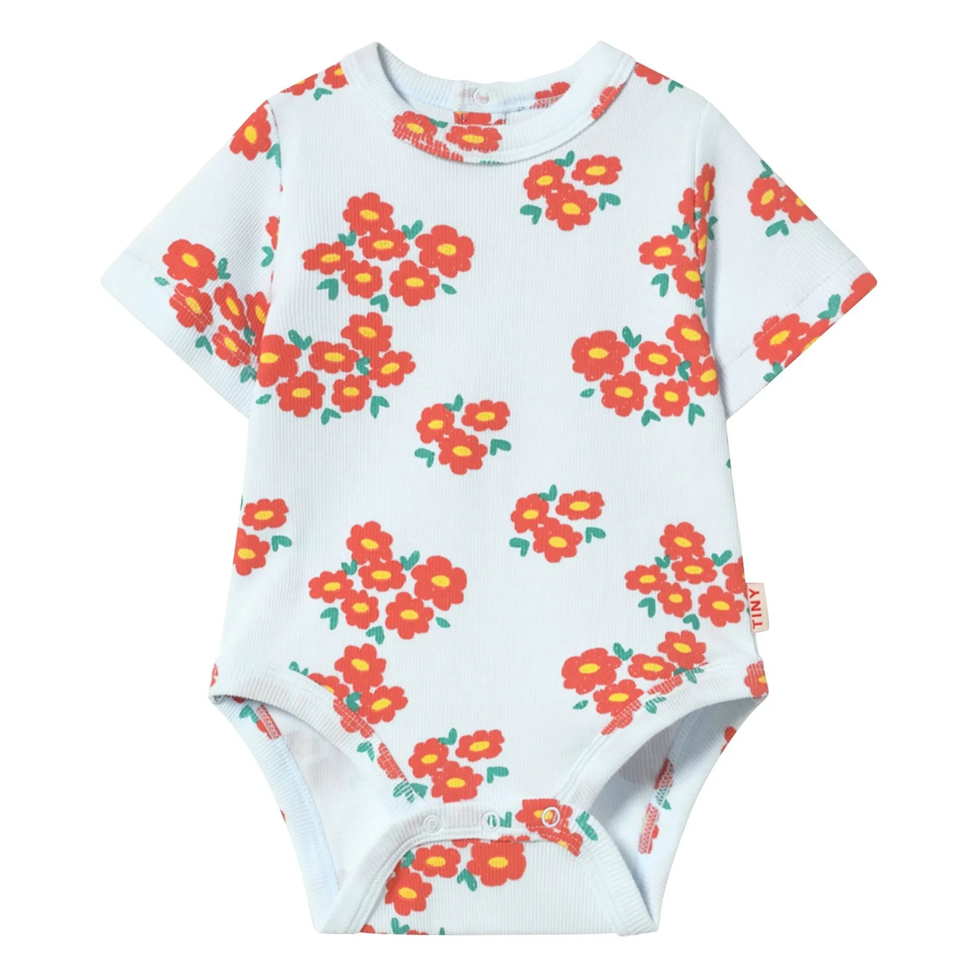 Tinycottons - Body de algodón orgánico con flores | Azul claro
