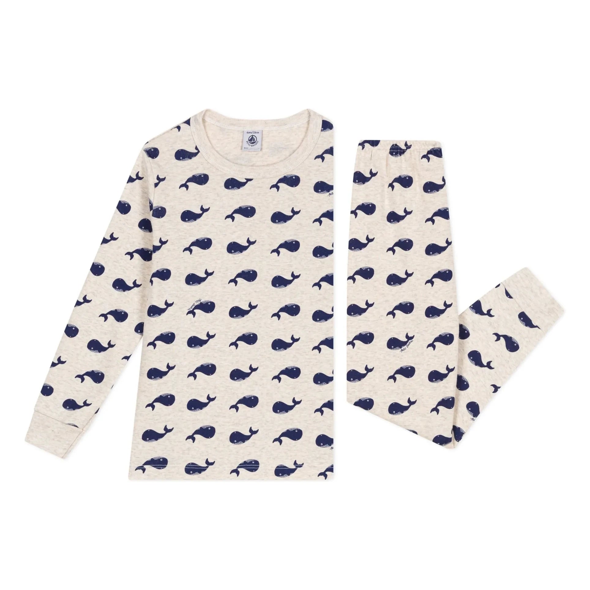 Petit Bateau - Pijama burdeos de algodón orgánico | Beige