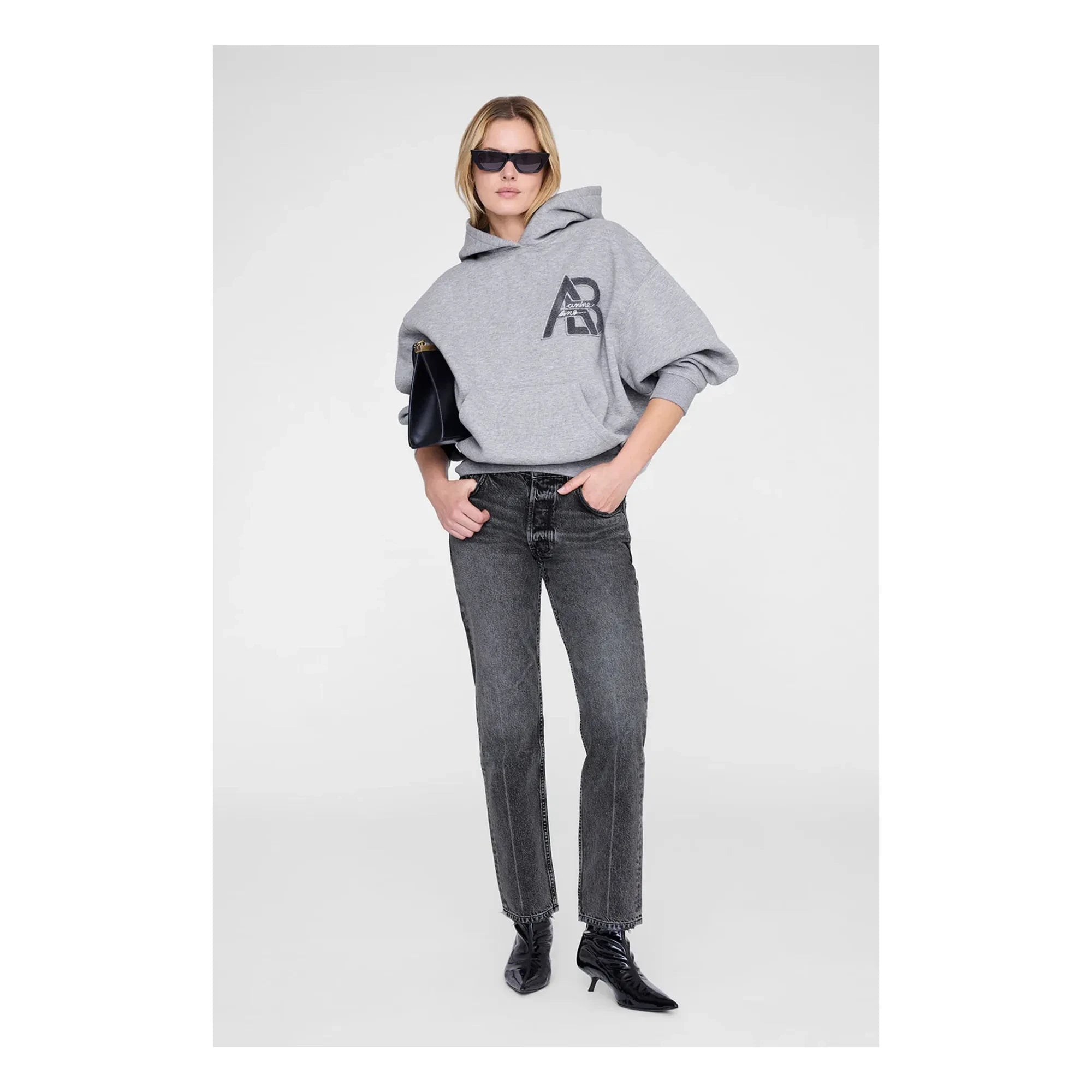 Anine Bing - Sudadera Jacie Letterman | Gris jaspeado