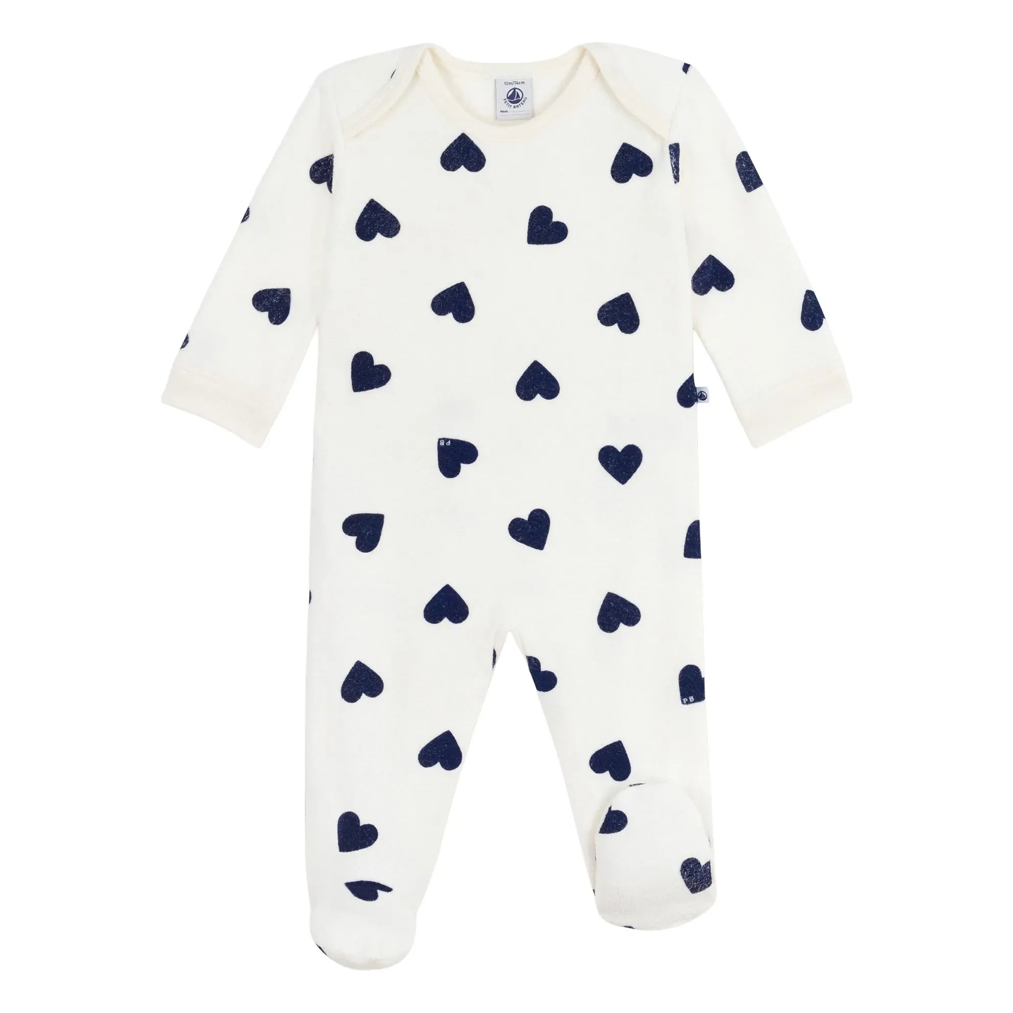Petit Bateau - Pijama PB con corazones Sleep Well | Crudo