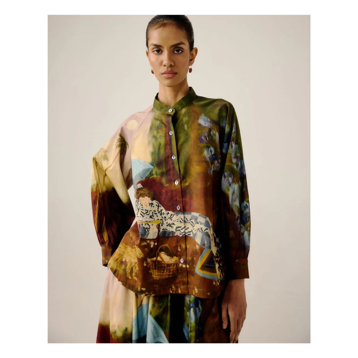 CORD - Blusa de satén de algodón Lakeside Corte A | Burdeos