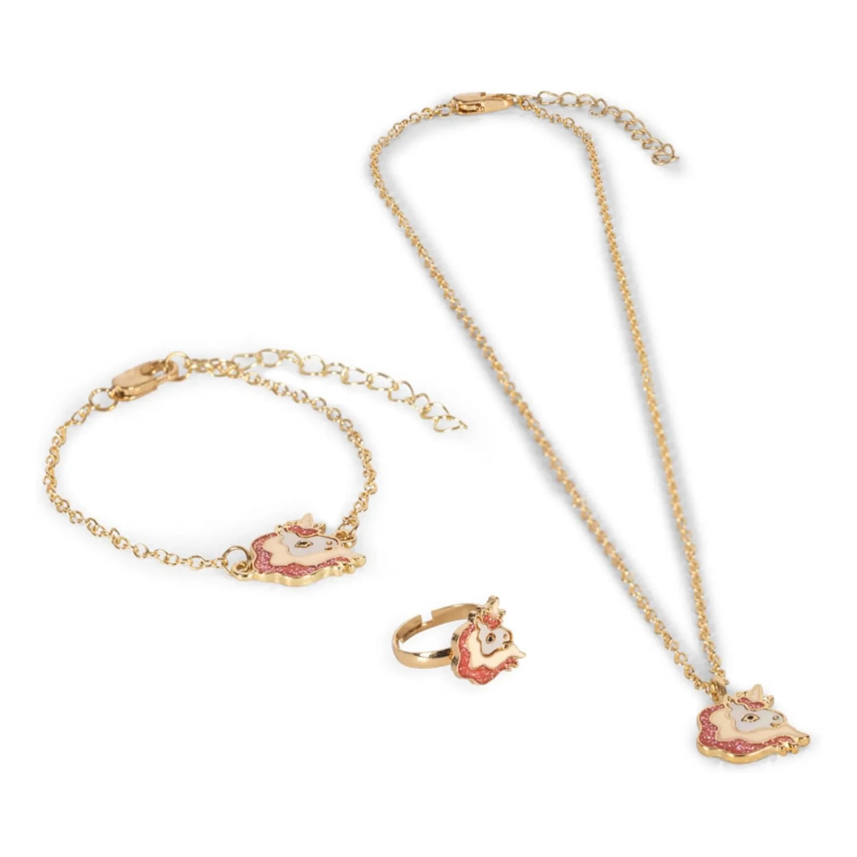 Konges Sløjd - Set de Collar, Pulsera y Anillo de Unicornio | Dorado
