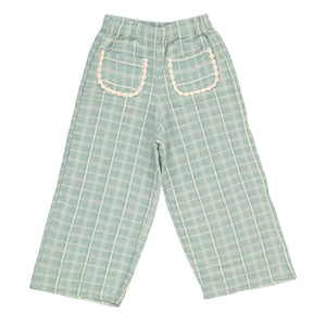 Bebe Organic - Pantalón de pana con bolsillos y cuadros Mia | Azul Verde