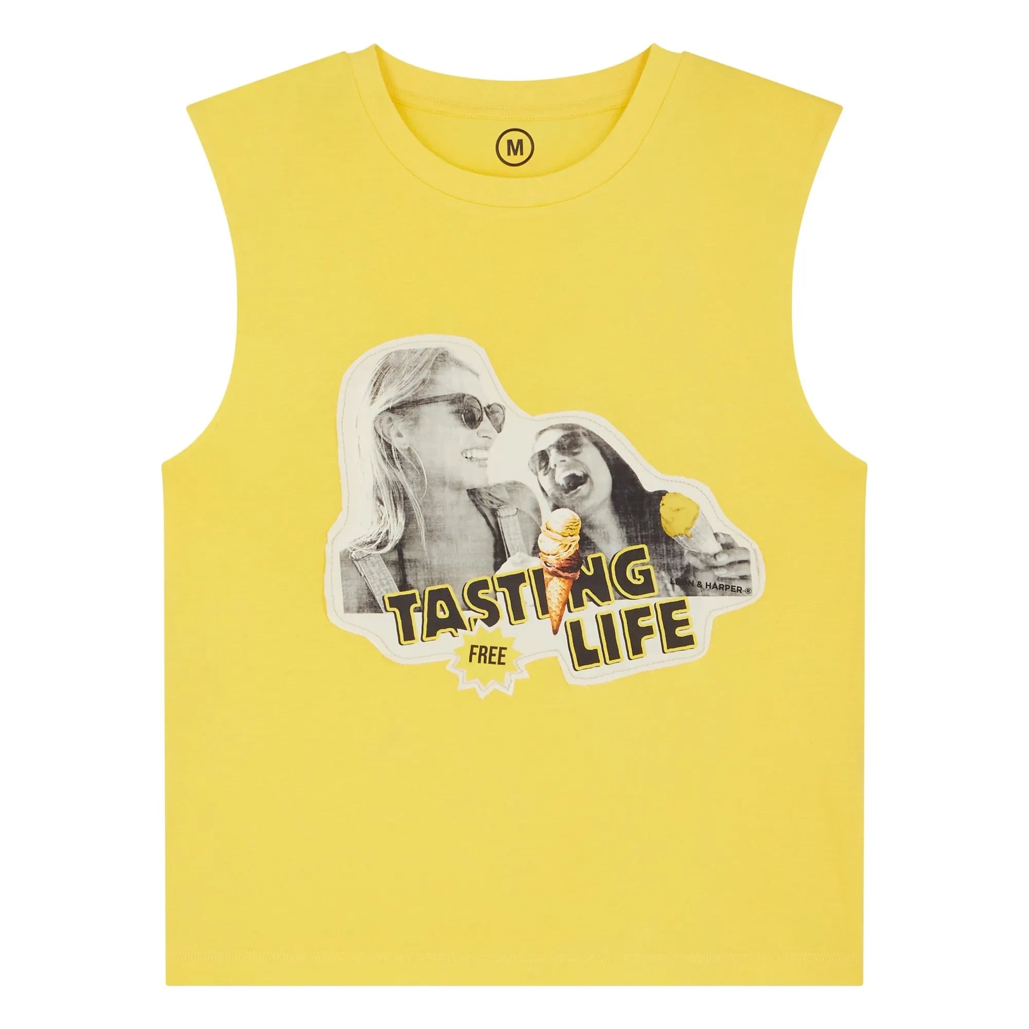 Leon & Harper - Camiseta de tirantes de algodón orgánico "Tasting Life" | Amarillo