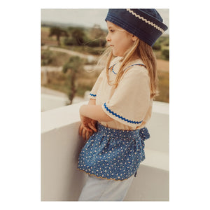 THE LiTTLE POETS - Blusa bordada con cuello Claudine Florbela Carreaux | Amarillo pálido