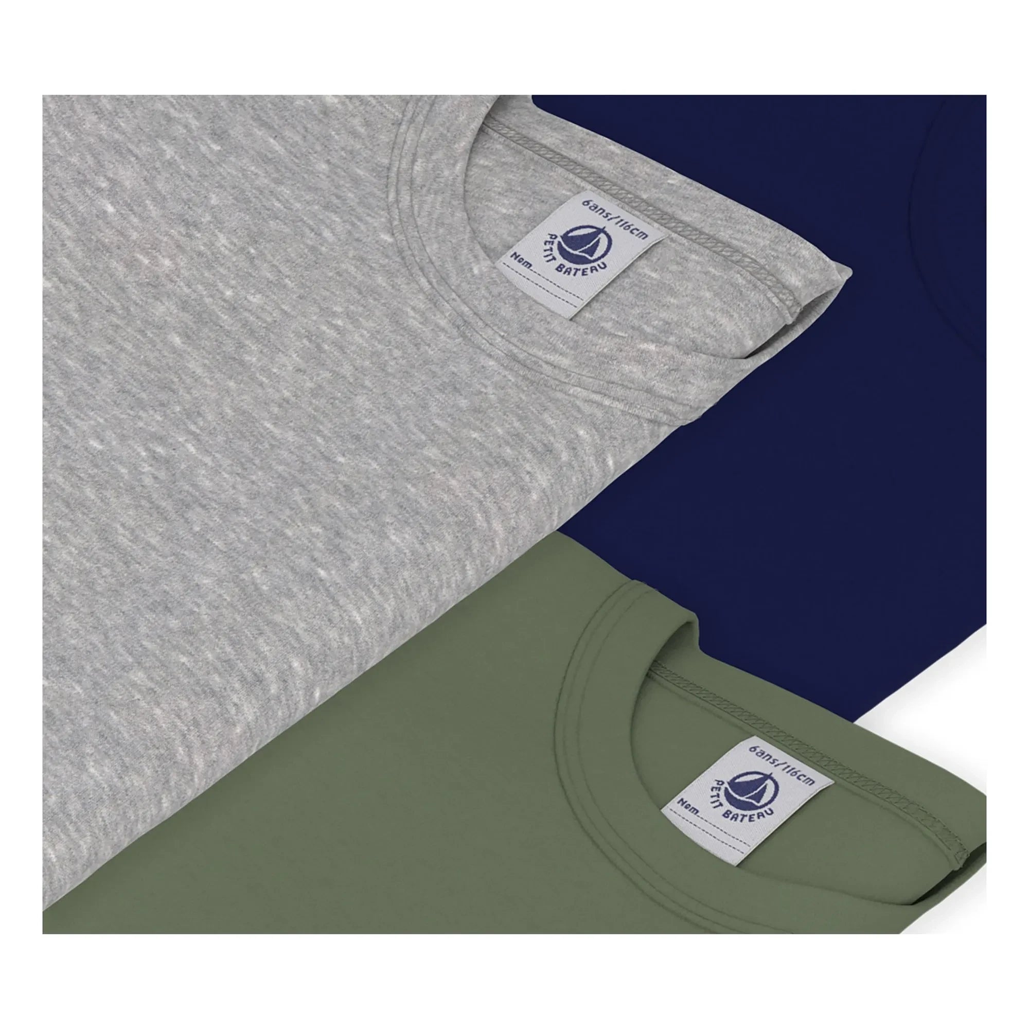 Petit Bateau - Set de 3 camisetas básicas | Caqui