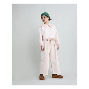 Búho - Sudadera de algodón orgánico con cuello Claudine y estampado floral | Rosa claro