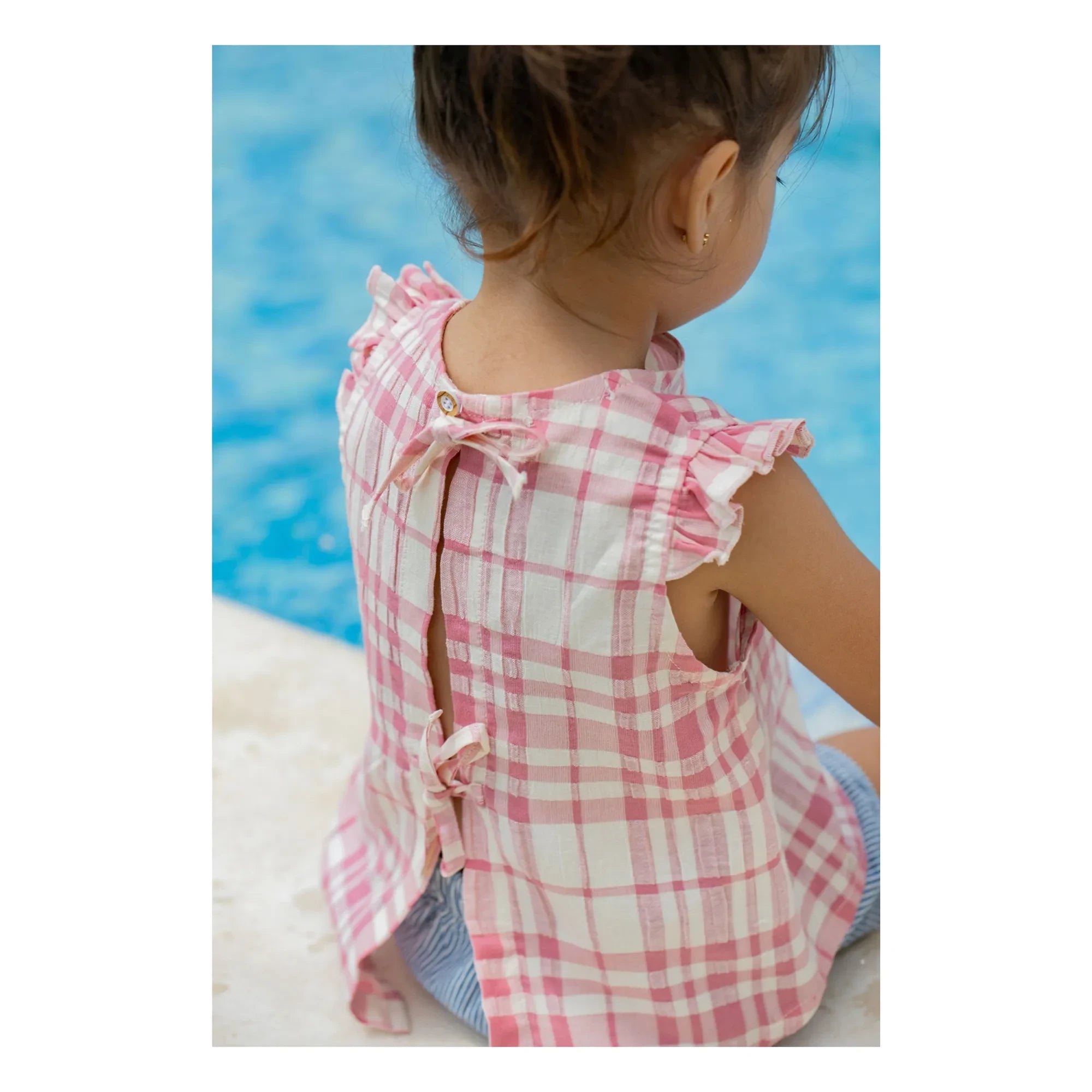1+ in the family - Blusa escocesa de lino Ferrosa | Rosa palo