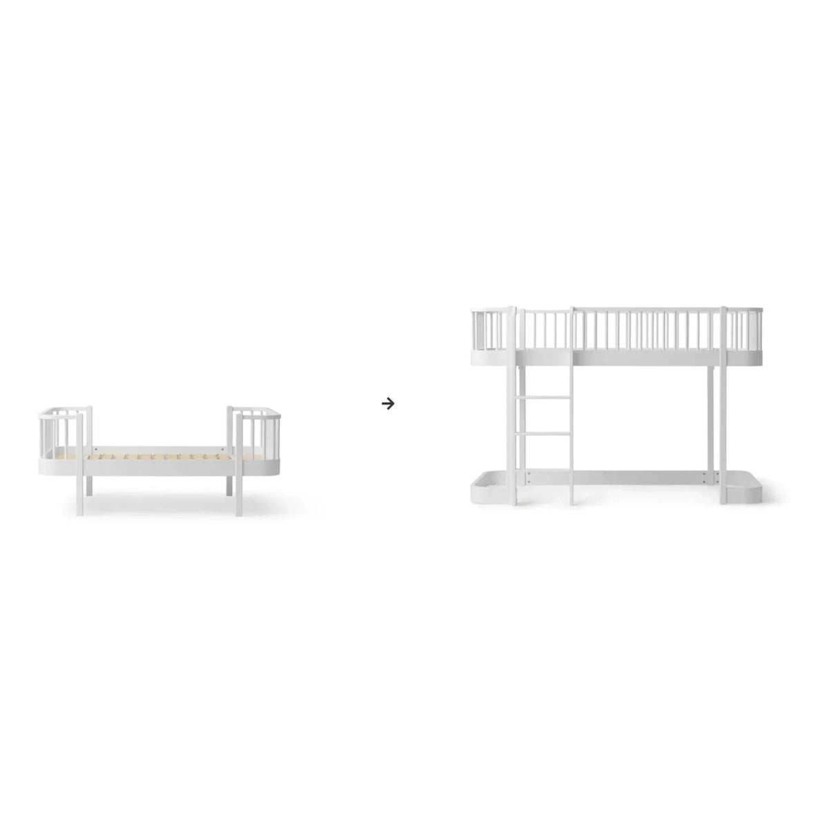 Oliver Furniture - Kit de transformación de cama junior de madera original - para cama alta de 138 cm de altura | Blanco