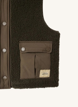 Bonpoint - Chaleco Sherpa Junior Verde Oscuro