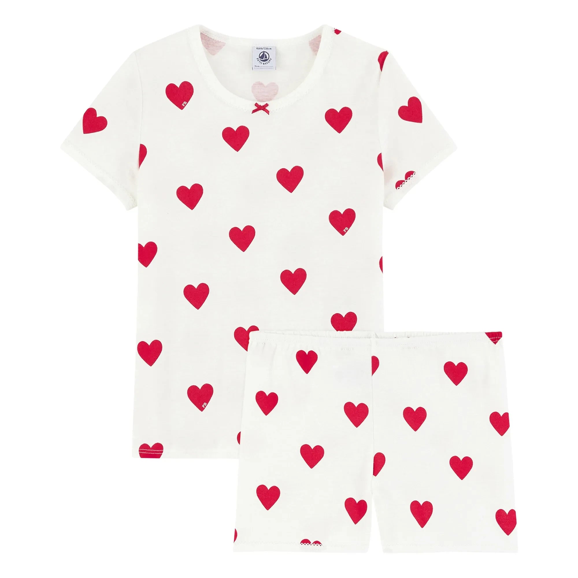 Petit Bateau - Pijama de algodón orgánico de largo medio | Blanco