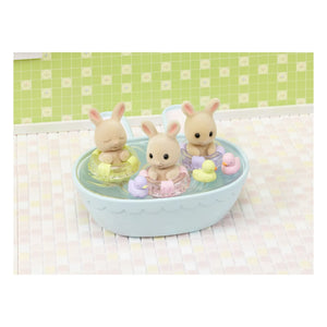 Sylvanian Families - Trillizos conejos Crema y accesorios de baño
