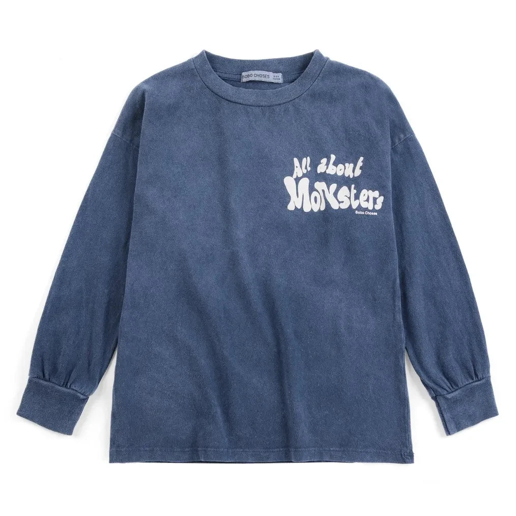 Bobo Choses - All About Monsters Camiseta Lavada Algodón orgánico | Azul