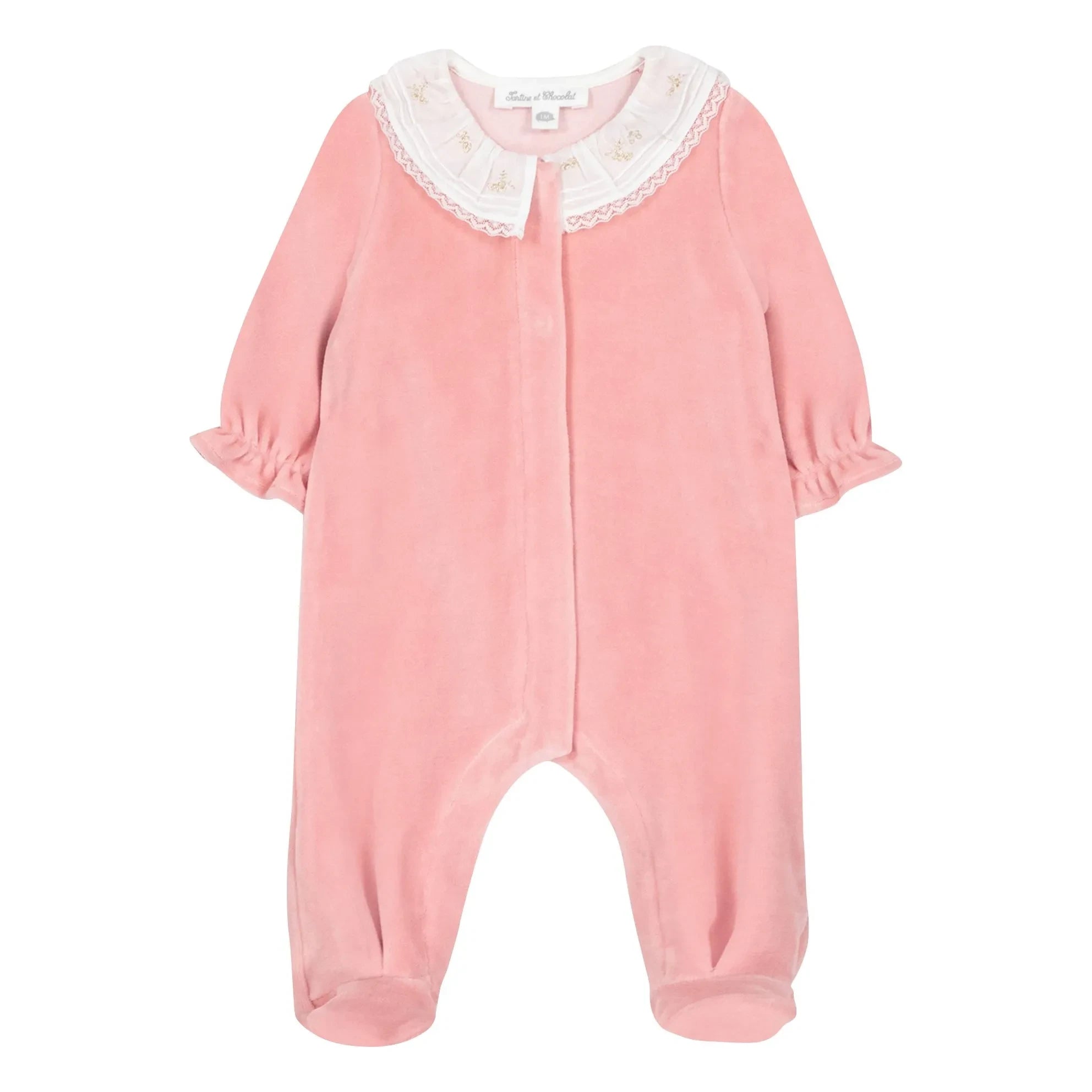 Tartine et Chocolat - Pijama Bordado con Cuello de Encaje | Rosa
