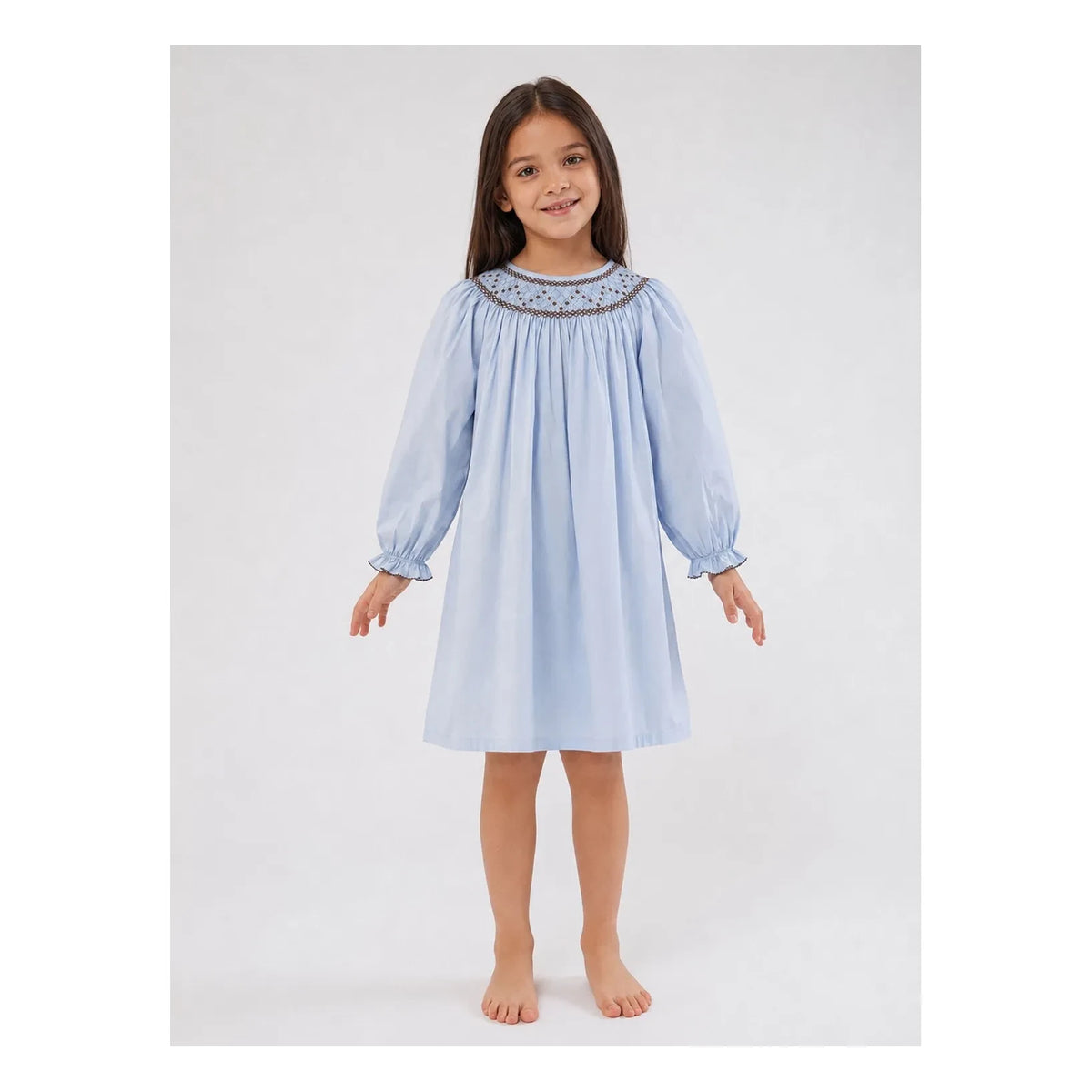 Folkloore - Vestido de Noche Bordado - Colección Infantil | Azul
