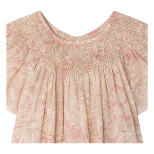 Bonpoint - Vestido fruncido de algodón orgánico Arlène Fleurie | Rosa pálido