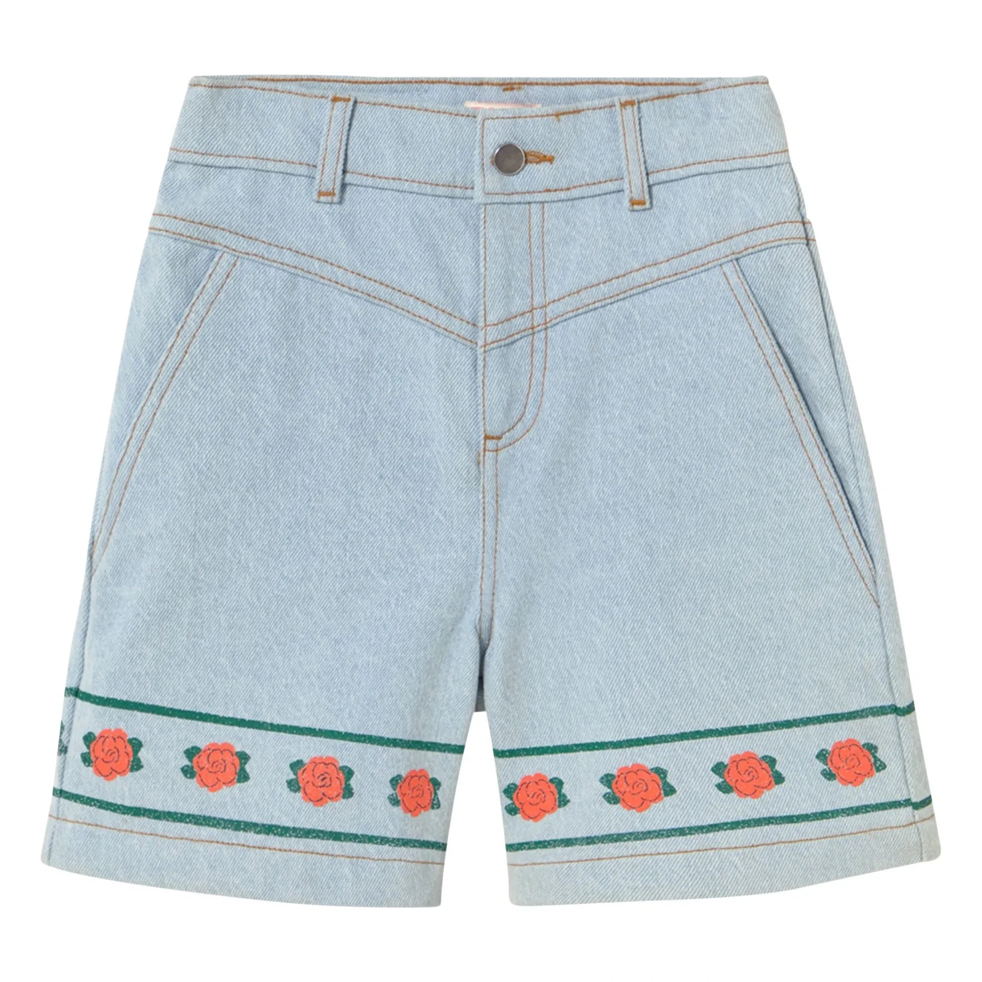 Tinycottons - Pantalones cortos vaqueros de flores | Azul claro