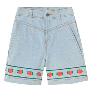Tinycottons - Pantalones cortos vaqueros de flores | Azul claro